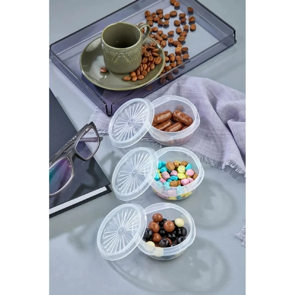 6 lı Yelpaze Kapaklı Şeffaf Mini Sosluk- Ketçap Mayonez Kabı- Kahve Yanı Şeker Lokumluk - 19