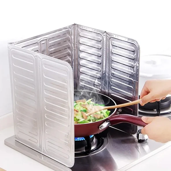 Ocak Yağ Sıçrama Koruyucu Katlanır Alüminyum Levha -Kolay Silinir Piknik Tüpü Rüzgar Önleyici Panel - 3