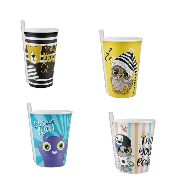 4 Adet Kendinden Pipetli Bardak 400 Ml ürün görseli