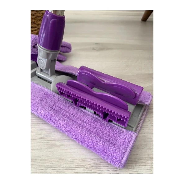 Teleskobik Cam Yer Tavan Silme - İstediğin Bezi Tak Kullan - 4 Mandallı -Yedek Bezli Mop Seti - Resim 5
