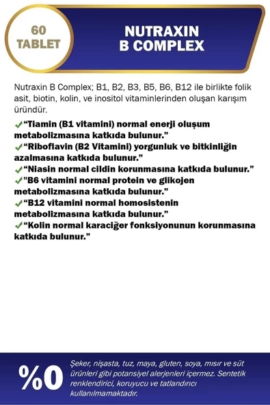 NUTRAXIN B COMPLEX VITAMIN 60 TABLET - 2