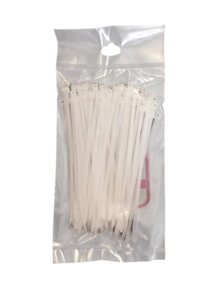 PEMSAN Klips Kablo Bağı 3.6x150 BEYAZ (100lü Paket) Kablo Cırdı - 3
