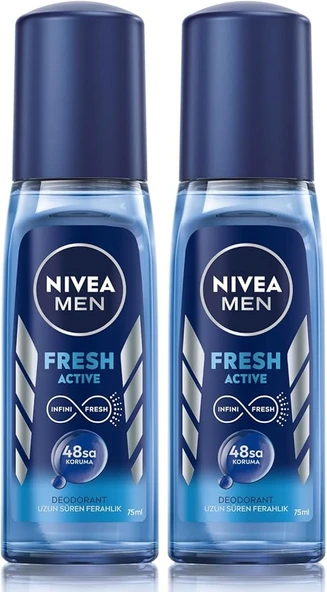 NIVEA Men Erkek Pump Sprey Deodorant Fresh Active Ter ve Ter Kokusuna Karşı 48 Saat Deodorant Koruması 75mlx2 ürün görseli