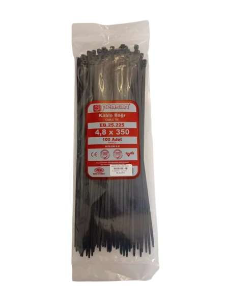 PEMSAN Klips Kablo Bağı 4.8x350 SİYAH (100lü Paket) Kablo Cırdı - 2