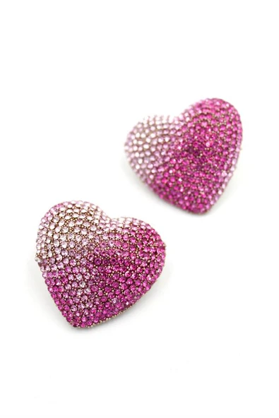 Kalp Küpe - Pembe - Resim 2