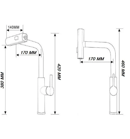 ÇOK MODLU INOX MUTFAK EVYE BATARYASI MAT GRİ MUSLUK SPİRALLİ ÇEK BIRAK BAŞLIK YAĞMURLAMA - 8