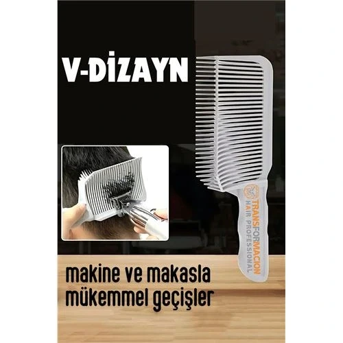 Kuaför Berber V Dizayn Kavisli Kontur Kesim Tarağı - 2