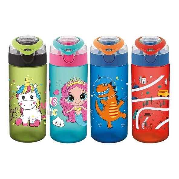 Noki Kids Su Matarasi Tritan Auto Kapak Soft Touch Tutma Aparatli Mavi 500 Ml T-0108-130