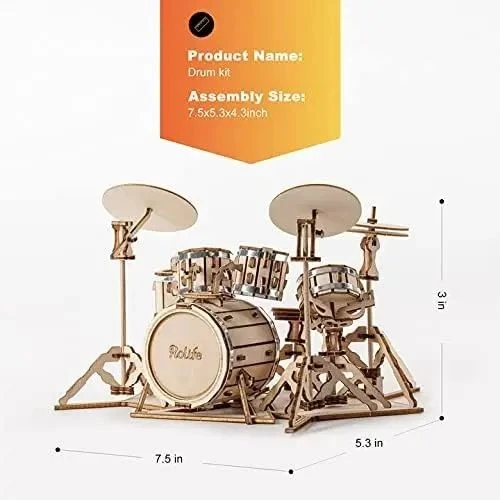 Rolife 3D Ahşap Yapbozlar Model Seti - Davul - Resim 5