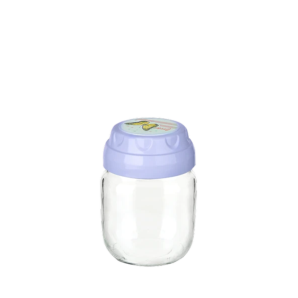 3lü Set Vintage Dekoratif Desenli Cam Kavanoz 425ml - 14,3 oz - 17