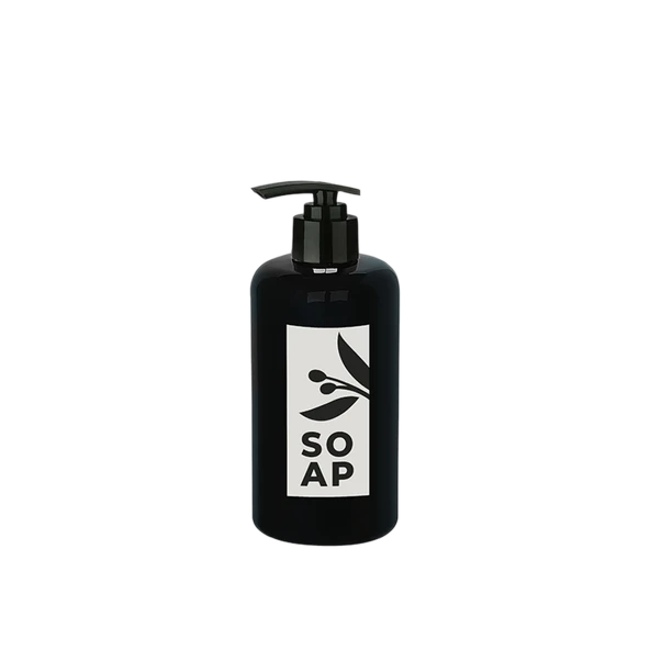 Sıvı Sabunluk Yuvarlak Plastik Pompalı 500 ML - Siyah - 5