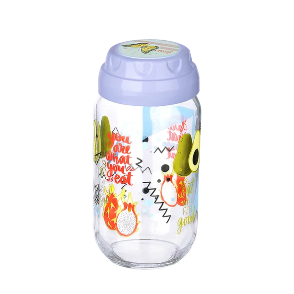 Vintage  Dekoratif  Desenli Cam Kavanoz 1000 ml - 33,8 oz - Avokado - 6