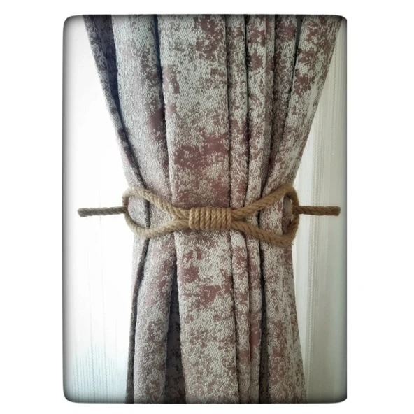 6 Adet Perde Tokası Perde Mandalı Perde Askı Aparatı Jüt Halat Şıklığında Perde Aksesuar - 2