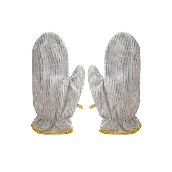 2li Telli Bulaşık Eldiveni Su Geçirmez Kir Sökücü Tava Tencere Ovma Mutfak Banyo Temizlik Eldiveni - Resim 8