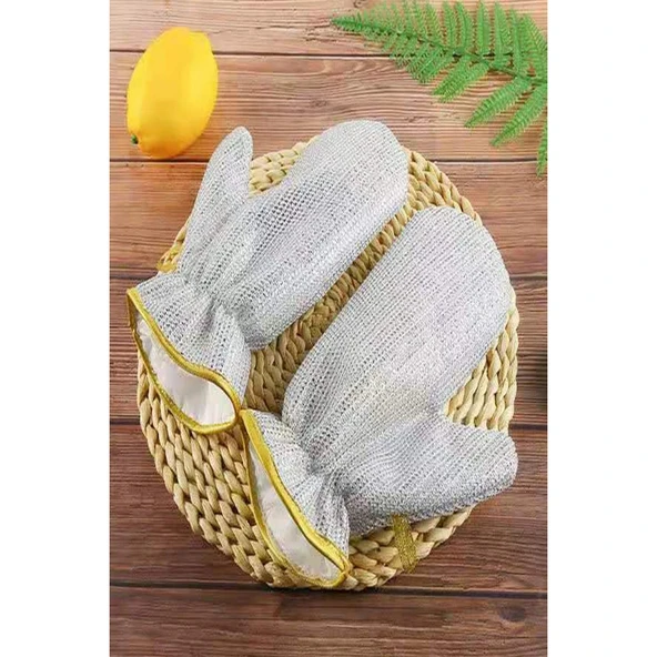 2li Telli Bulaşık Eldiveni Su Geçirmez Kir Sökücü Tava Tencere Ovma Mutfak Banyo Temizlik Eldiveni - Resim 4