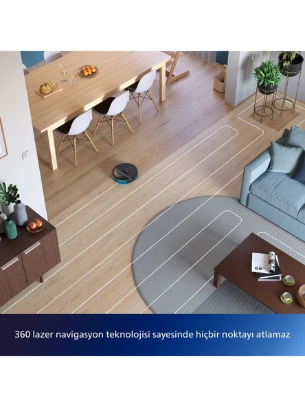 Philips HomeRun 3000 Serisi Aqua XU3000/01 Siyah Akıllı Robot Süpürge - 9