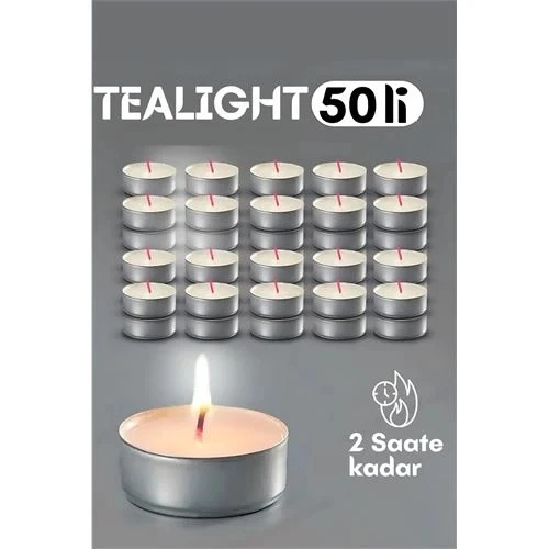 CEYLAN ADAM  Tealight Mum 50 Adet - Kokusuz Dekoratif Mum