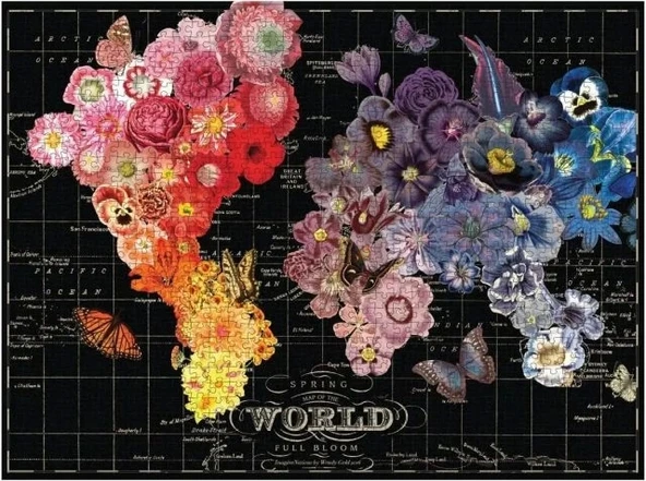 Galison Çiçek Görünümlü Dünya Haritası Puzzle - Resim 5