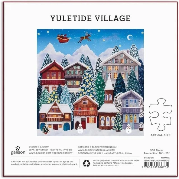 Galison Yuletide Köyü Puzzle - Resim 3