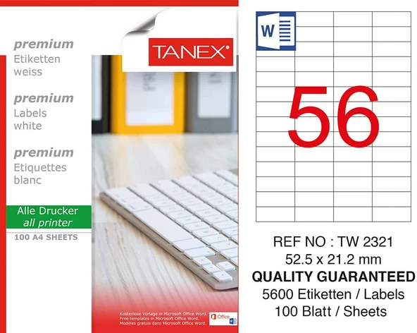 Tanex Tw-2321 Lazer Etiket  A4 100 Lü - 1