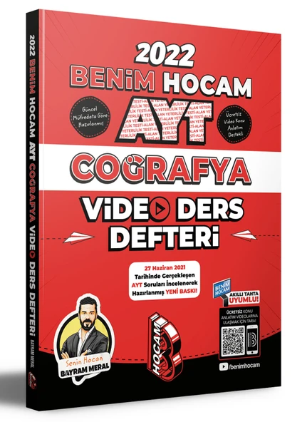 2022 Ayt Coğrafya Video Ders Defteri Benim Hocam Yayınları