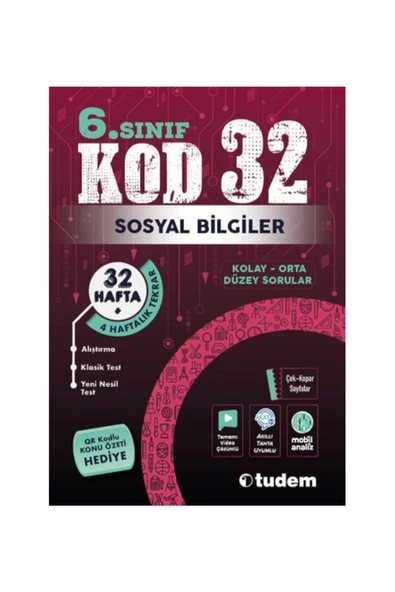 Tudem 6.Sınıf Sosyal Bilgiler Kolay Orta Düzey Sorular Kod 32