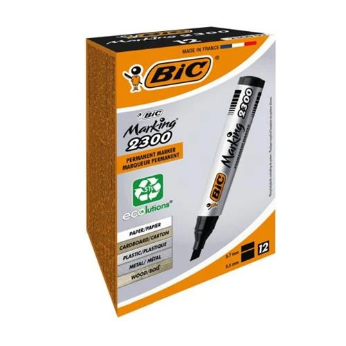 Bic Siyah Silinmez Kesik Uclu Koli Kalemi 12 Li Set