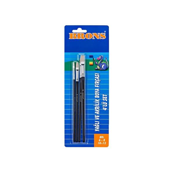 Brons 258 Serisi 4 Lü Yağlı Boya Fırçası Seti 6-8-10-12 ürün görseli