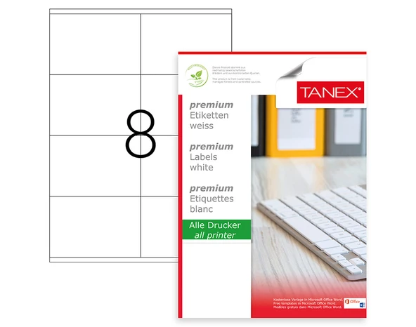 Tanex A4 Lazer Etiket, ölçü 105×72 Mm Tw 2408