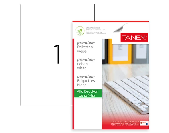 Tanex A4 Lazer Etiket, ölçü 210×297 Mm Tw 2000