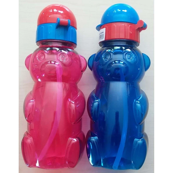 B&d Sportive Plastik Figürlü İnce Pipetli Matara 500 Ml Kırmızı