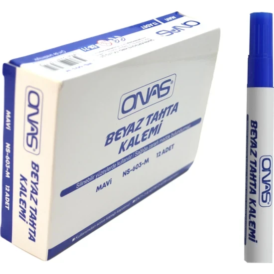 Onas Beyaz Tahta Kalemi 12-adet Mavi ürün görseli
