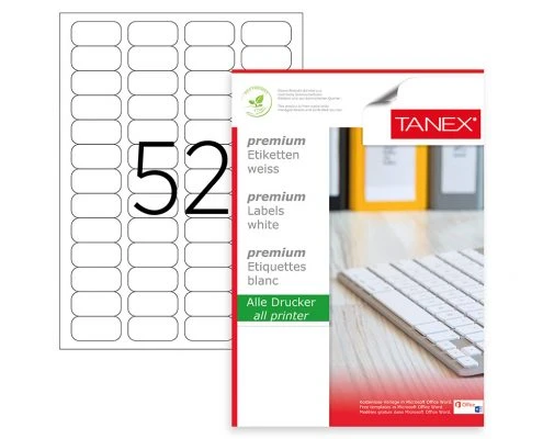 Tanex A4 Tw-2052 Lazer Etiket, Standart Ölçü 46.4×21.2 Mm