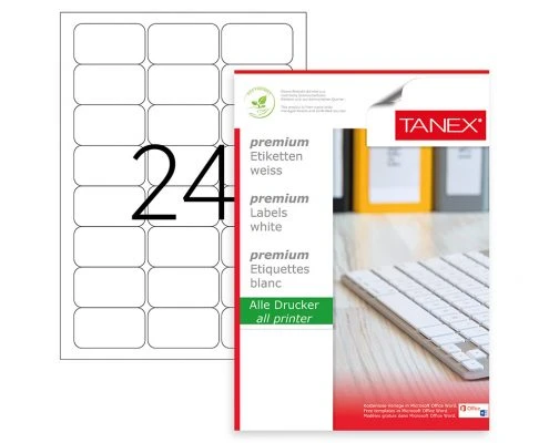 Tanex A4 Tw-2024 Lazer Etiket,standartl Ölçü 64×34 Mm