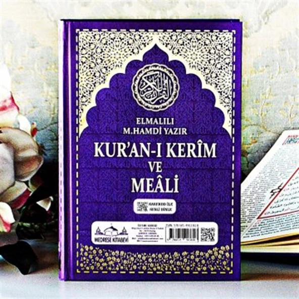 Cami Boy Kuranı Kerim Türkçe Meali Kuşe Sıvama Mor Renk