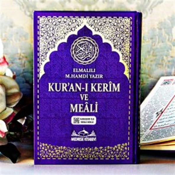 Orta Boy Kuranı Kerim Türkçe Meali Kuşe Sıvama Mor Renk Seccade Hediyeli