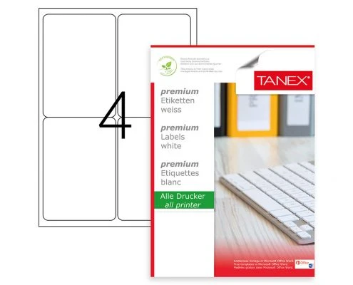 Tanex A4 Tw-2004 Lazer Etiket, Standart Ölçü 99.1×139 Mm