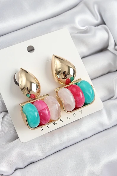 CEYLAN ADAM Pirinç Karışık Renk Vintage Model Kadın Küpe ürün görseli 1