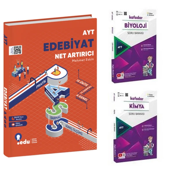 Edu Yayınları Ayt Edebiyat Net Artırıcı & Biyoloji Ve Kimya Soru Ban.