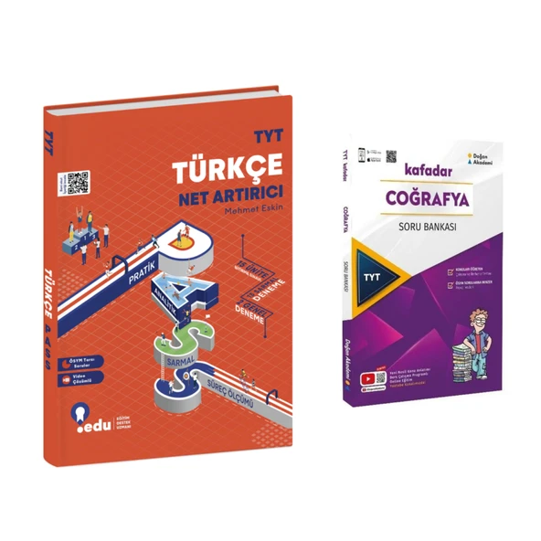 Edu Yayınları TYT Türkçe Net Artırıcı & Kafadar TYT Coğrafya Soru Bank.