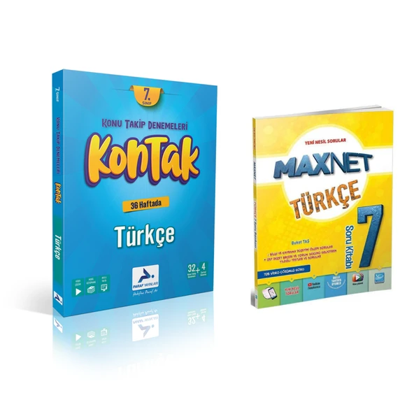 Paraf Yayınları 7.sınıf Kontak Türkçe Deneme &  7.sınıf Türkçe Soru Kitabı - 1