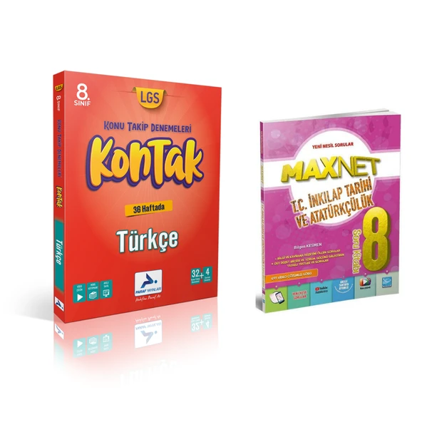 Paraf Yayınları 8.sınıf Kontak Türkçe Deneme &  8.sınıf İnkılap Soru Kitabı