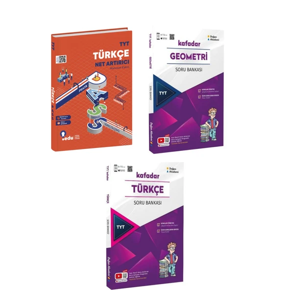 Edu Yayınları TYT Türkçe & TYT Geometri ve TYT Türkçe Soru Bank.
