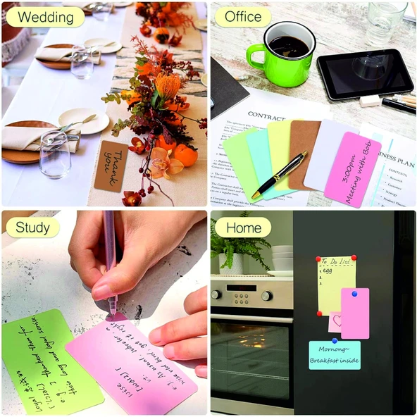 Boş Kelime Kartları 5x8 cm - 50 Adet Oval Kenarlı | Tabu & Not Kartları - Kraft - 3