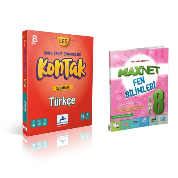 Paraf Yayınları 8.sınıf Kontak Türkçe Deneme &  8.sınıf Fen Bil. Soru Kitabı