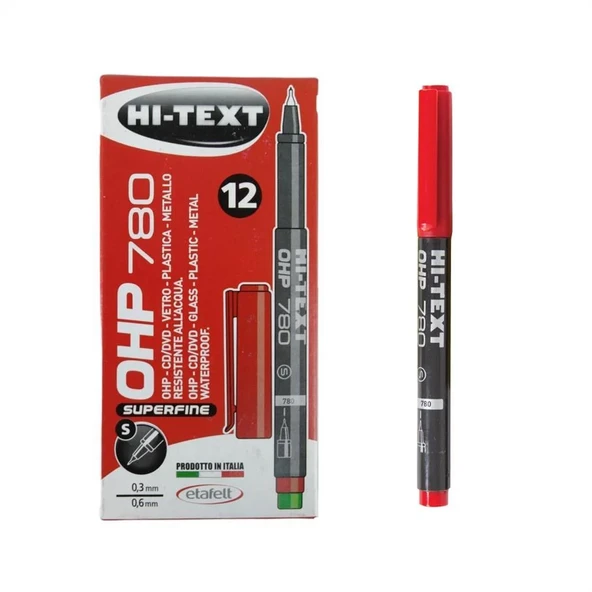 Hi-Text Asetat Kalemi 780 S Kırmızı 12li Set