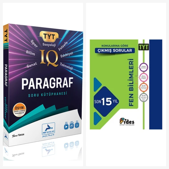 Paraf Yayınları Tyt Iq Paragraf Soru Kütüphanesi & Fides Tyt Fen Bilimleri Son 15 Yıl Konularına Göre Çıkmış Sorular