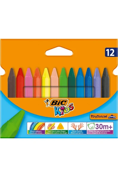 Bic Kids Plastidecor 12'li Jumbo Üçgen Mum Pastel Boya