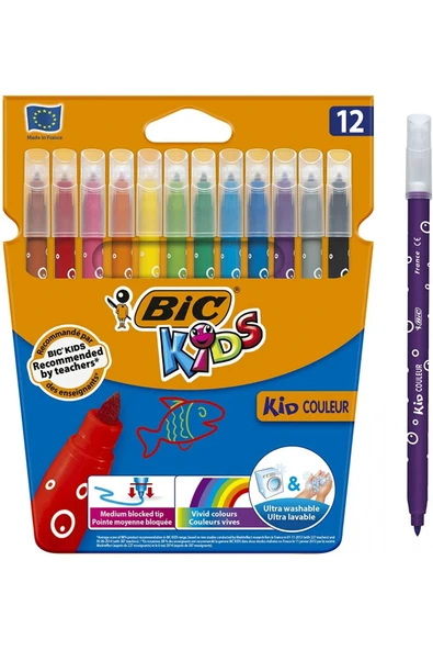 Bic Kids Kid Couleur Ultra Yıkanabilir 12'li Keçeli Boya Kalemi