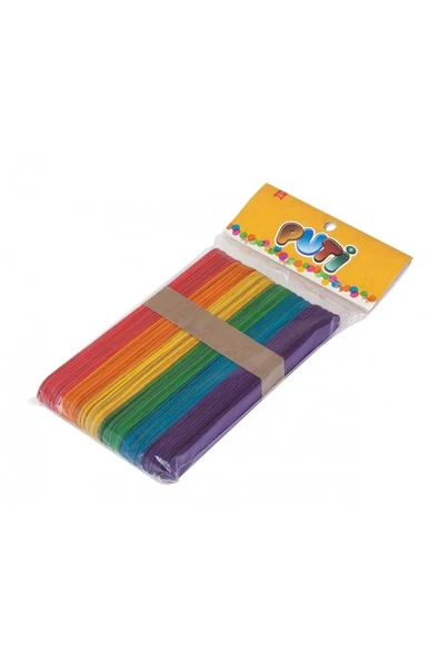 Viva Puti Ahşap Geniş Çubuk Renkli Abeslang 50 Li